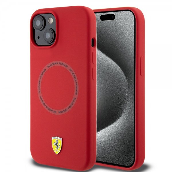 Ferrari iPhone 15 Cover Silicone MagSafe Rød