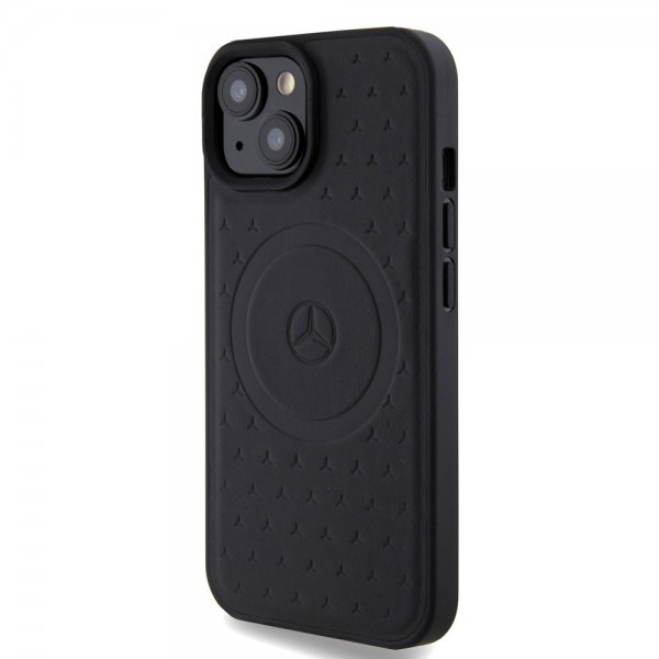 Mercedes Benz iPhone 15 Cover Stjernemønster MagSafe Sort