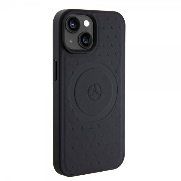 Mercedes Benz iPhone 15 Cover Stjernemønster MagSafe Sort
