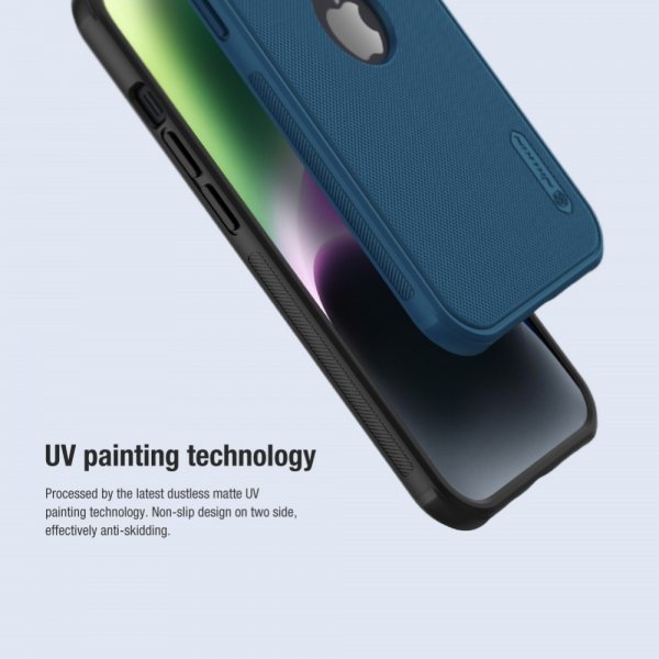 Nillkin iPhone 15 Cover Super Frosted Shield Pro Logo Hole Blå