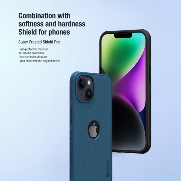 Nillkin iPhone 15 Cover Super Frosted Shield Pro Logo Hole Sort