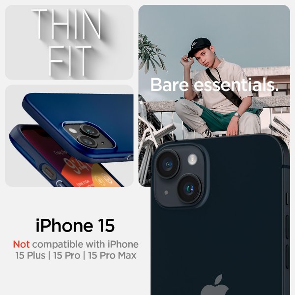 Spigen iPhone 15 Cover Thin Fit Navy Blue