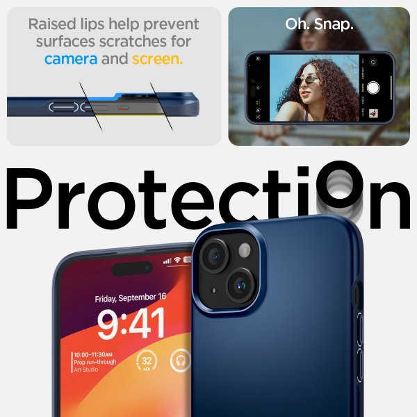 Spigen iPhone 15 Cover Thin Fit Navy Blue