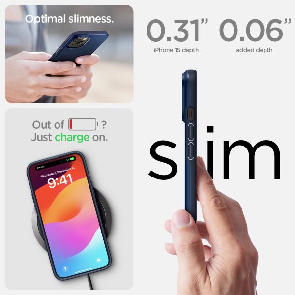 Spigen iPhone 15 Cover Thin Fit Navy Blue