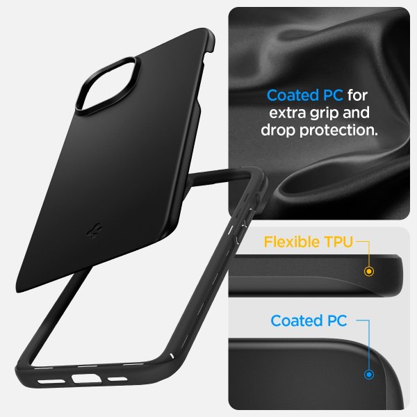 Spigen iPhone 15 Cover Thin Fit Sort