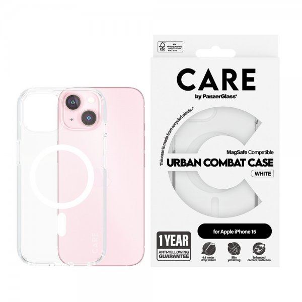 CARE by PanzerGlass iPhone 15 Cover Urban Combat MagSafe Hvid