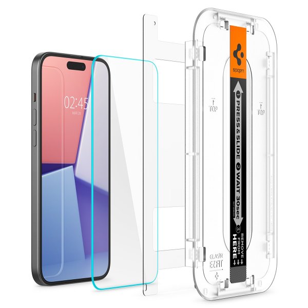 Spigen iPhone 15/iPhone 16 Skærmbeskyttelse GLAS.tR EZ Fit 2-pak