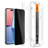 Spigen iPhone 15/iPhone 16 Skærmbeskyttelse GLAS.tR EZ Fit Privacy 2-pak