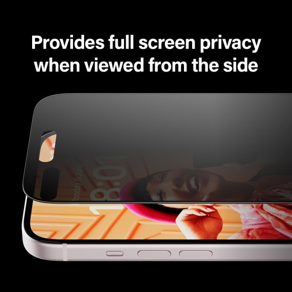 PanzerGlass iPhone 15 Skærmbeskyttelse Ultra-Wide Fit Privacy EasyAligner