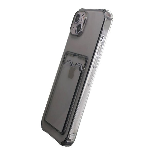 iPhone 15 Cover Kortholder Stødsikkert Sort