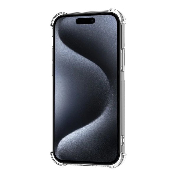 iPhone 15 Cover Kortholder Stødsikkert Gennemsigtigt
