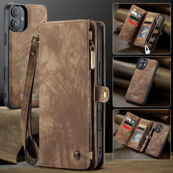 CaseMe iPhone 16 Etui 008 Series Aftageligt Cover Brun