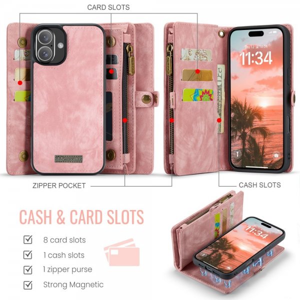 CaseMe iPhone 16 Cover 008 Series Aftageligt cover Rosa