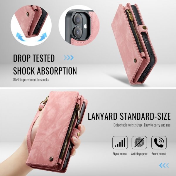 CaseMe iPhone 16 Cover 008 Series Aftageligt cover Rosa