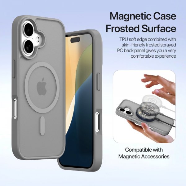 Dux Ducis iPhone 16 Cover 2-i-1 Lawa Series MagSafe Grå