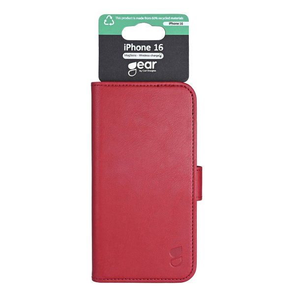 Gear iPhone 16 Cover 3 Kortlommer Rød