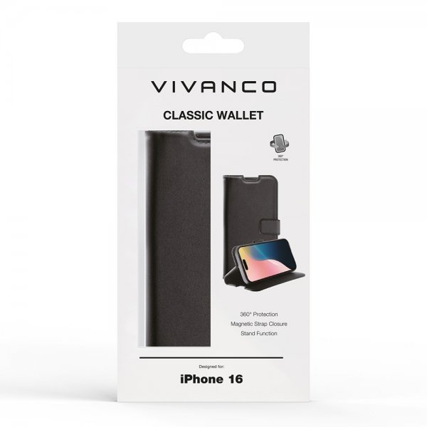 Vivanco iPhone 16 Etui Classic Wallet Sort