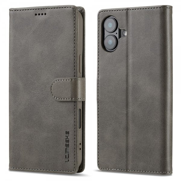 Lc.Imeeke iPhone 16 Cover med Kortlomme Standfunktion Grå