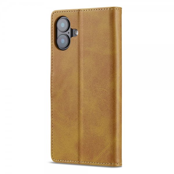 Lc.Imeeke iPhone 16 Cover med Kortlomme og Stativfunktion Lysebrun