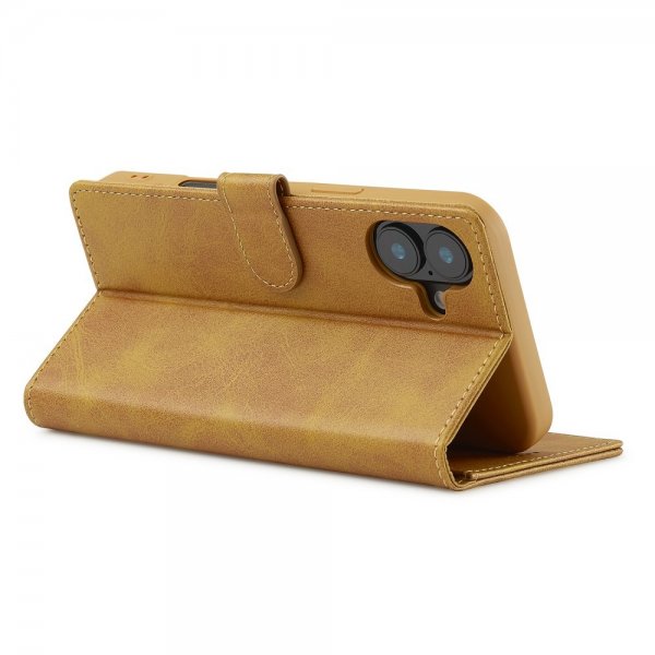 Lc.Imeeke iPhone 16 Cover med Kortlomme og Stativfunktion Lysebrun