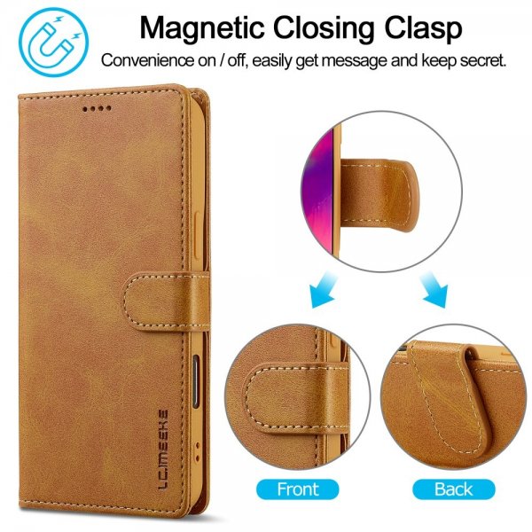 Lc.Imeeke iPhone 16 Cover med Kortlomme og Stativfunktion Lysebrun