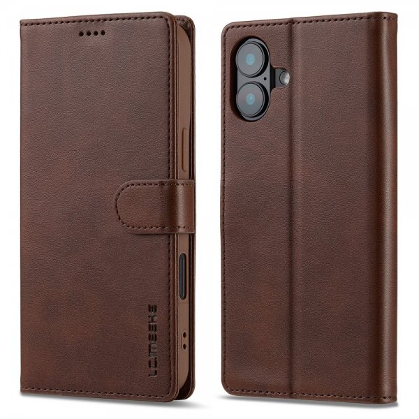 Lc.Imeeke iPhone 16 Cover med Kortlomme Standfunktion Mørkebrun