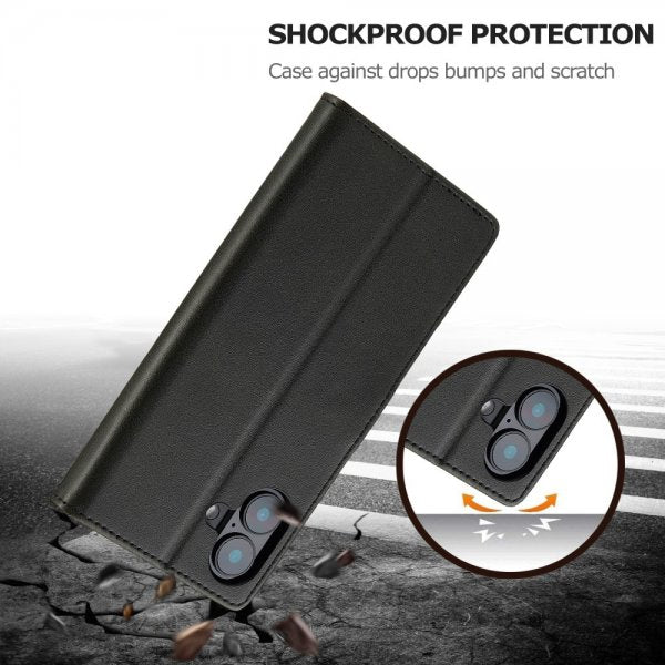 Lc.Imeeke iPhone 16 Cover med Kortlomme og Stativfunktion, Sort
