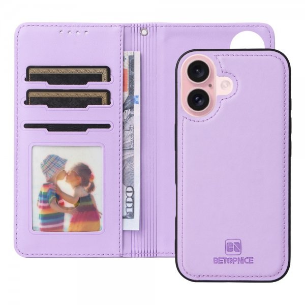 Betopnice iPhone 16 Cover med Aftageligt Cover 005 Lilla