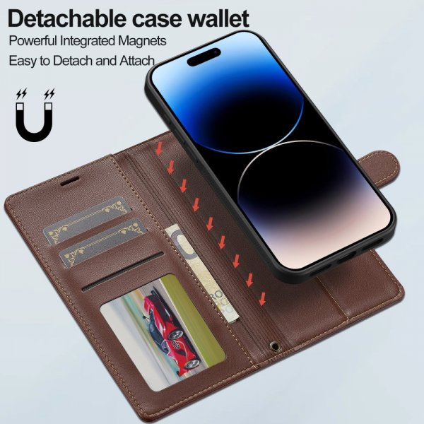 Lc.Imeeke iPhone 16 Cover med Aftageligt Etui L2 Series MagSafe Brun