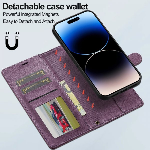 Lc.Imeeke iPhone 16 Cover med Aftageligt Etui L2 Series MagSafe Lilla