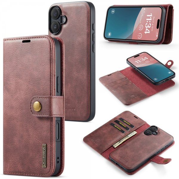 Dg.Ming iPhone 16 Cover med Aftageligt Cover Rød