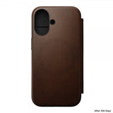 Nomad iPhone 16 Modern Leather Folio Brun