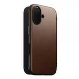 Nomad iPhone 16 Modern Leather Folio Brun