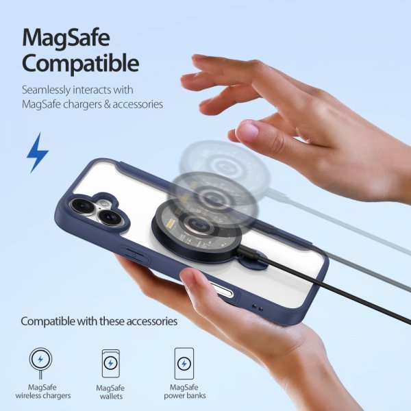 Dux Ducis iPhone 16 Cover Skin X Pro Series Kickstand MagSafe Blå