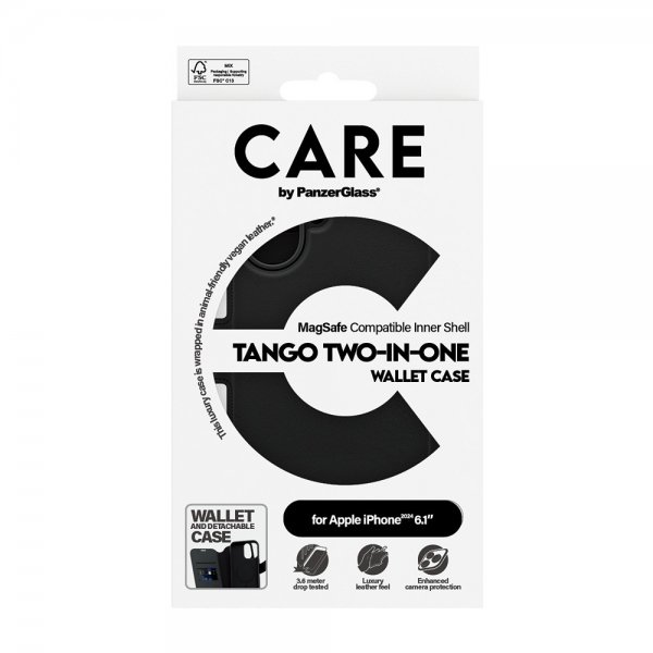 CARE by PanzerGlass iPhone 16 Cover Tango Two-in-One Wallet MagSafe Sort