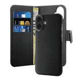 Puro iPhone 16 Cover Wallet Detachable 2-i-1 Sort