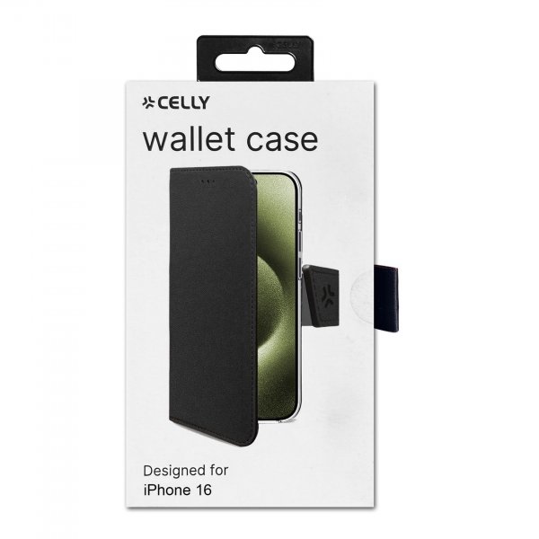 Celly iPhone 16 Etui Wally Wallet Case Sort