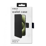 Celly iPhone 16 Etui Wally Wallet Case Sort