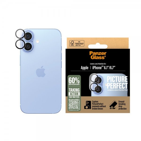 PanzerGlass iPhone 16/iPhone 16 Plus Kamerabeskyttelse PicturePerfect