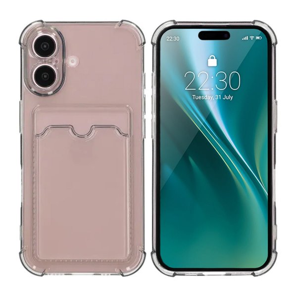 iPhone 16 Cover Kortholder Stødsikkert Sort