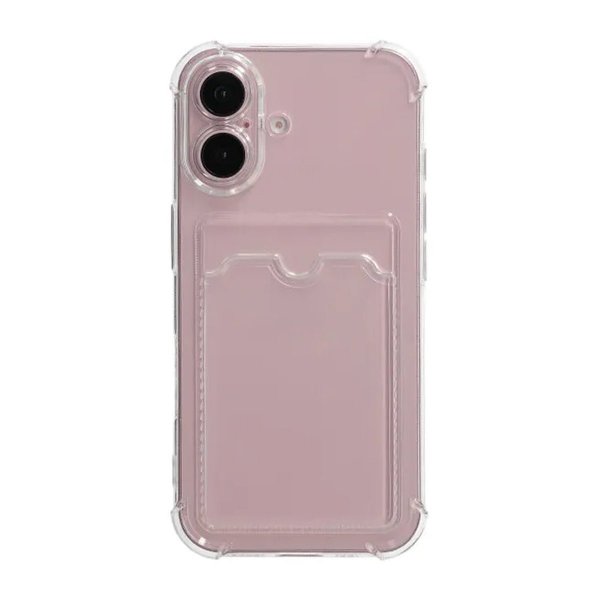 iPhone 16 Cover Kortholder Stødsikkert Transparent