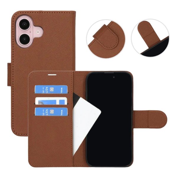 iPhone 16 Cover med Stativ Brun