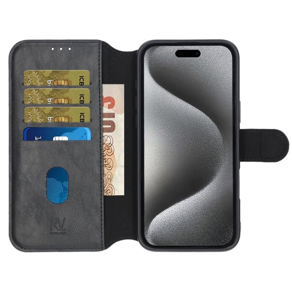 Rvelon iPhone 16 Cover 4 Kortrum MagSafe Sort