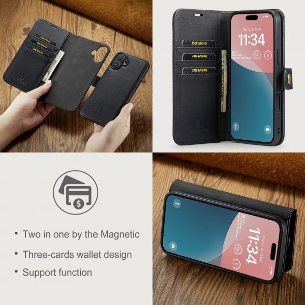 Dg.Ming iPhone 16 Plus Cover med Aftageligt Cover Sort