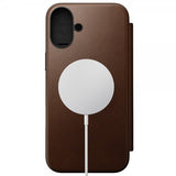 Nomad iPhone 16 Plus Cover Modern Leather Folio Brun
