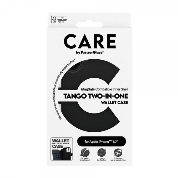 CARE by PanzerGlass iPhone 16 Plus Cover Tango To-i-én Pung MagSafe Sort