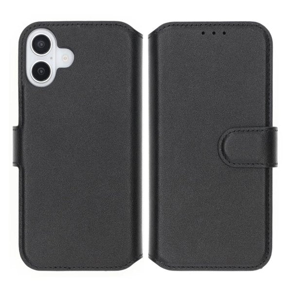 Rvelon iPhone 16 Plus Cover Ægte Læder Sort
