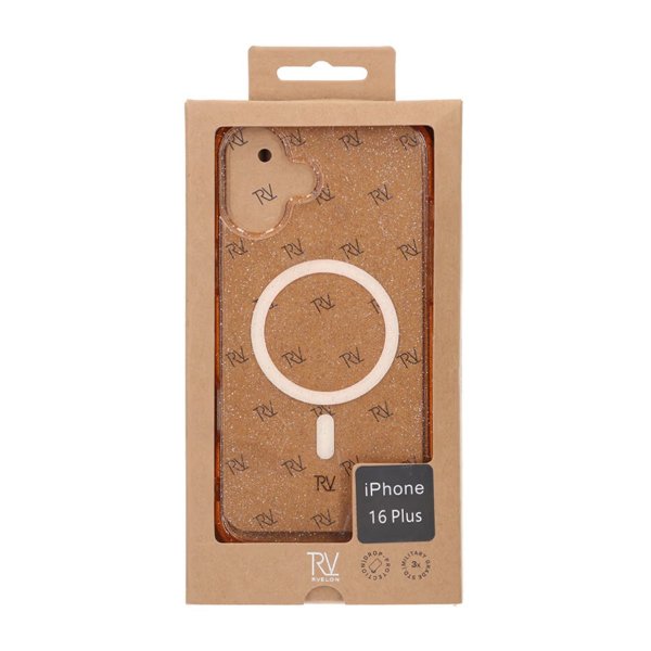 Rvelon iPhone 16 Plus Cover Glitter MagSafe Guld