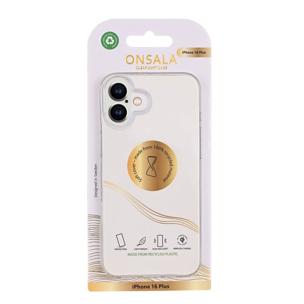 Onsala iPhone 16 Plus Cover Genanvendt TPU Transparent