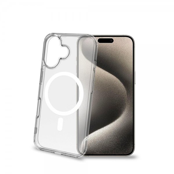 Celly iPhone 16 Plus Cover GELSKINMAG Gennemsigtig Hvid